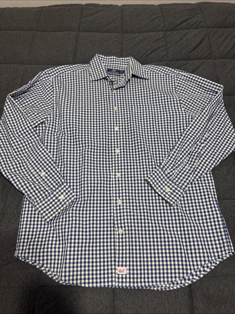 Vineyard Vines Murray Shirt Mens Large L Blue Gingham Plaid Button Down Cotton